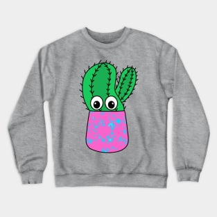 Cute Cactus Design #319: Cactus In Paint Splattered Pot Crewneck Sweatshirt